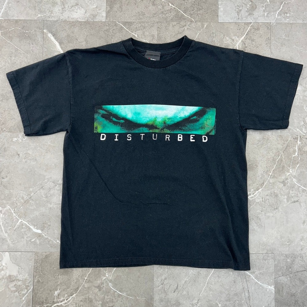 Vintage Disturbed Graphic Tee Youth XL Look In My Face Fits Like Mens Small‎